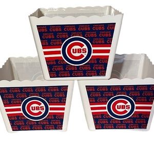 - 3 Chicago Cubs Popcorn / Chip Plastic Containers